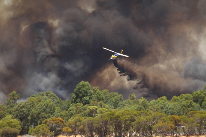 A bushfire rages at Banjup, Western Australia.